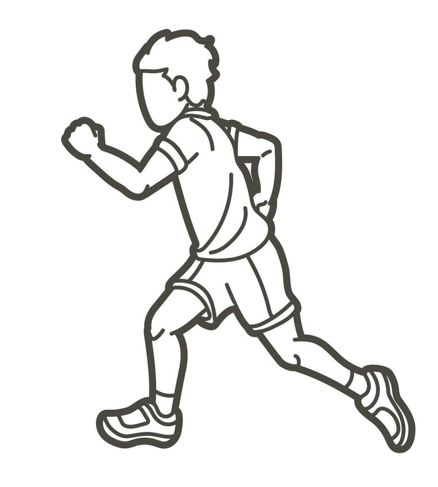översikt en pojke löpning sport grafisk vektor