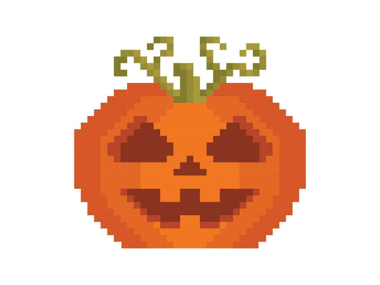 gespenstisch Halloween Jahreszeit Orange Kürbislaterne Kürbis mit Reben, Pixel Kunst Halloween Kürbis Symbol vektor