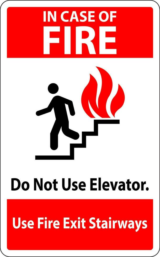 i fall av brand tecken do inte använda sig av hissar, använda sig av utgång trappa vektor