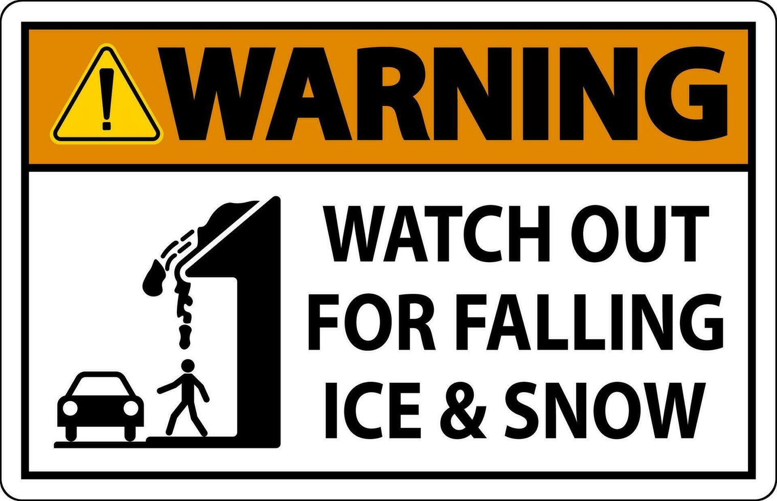 varning tecken Kolla på ut för faller is och snö vektor