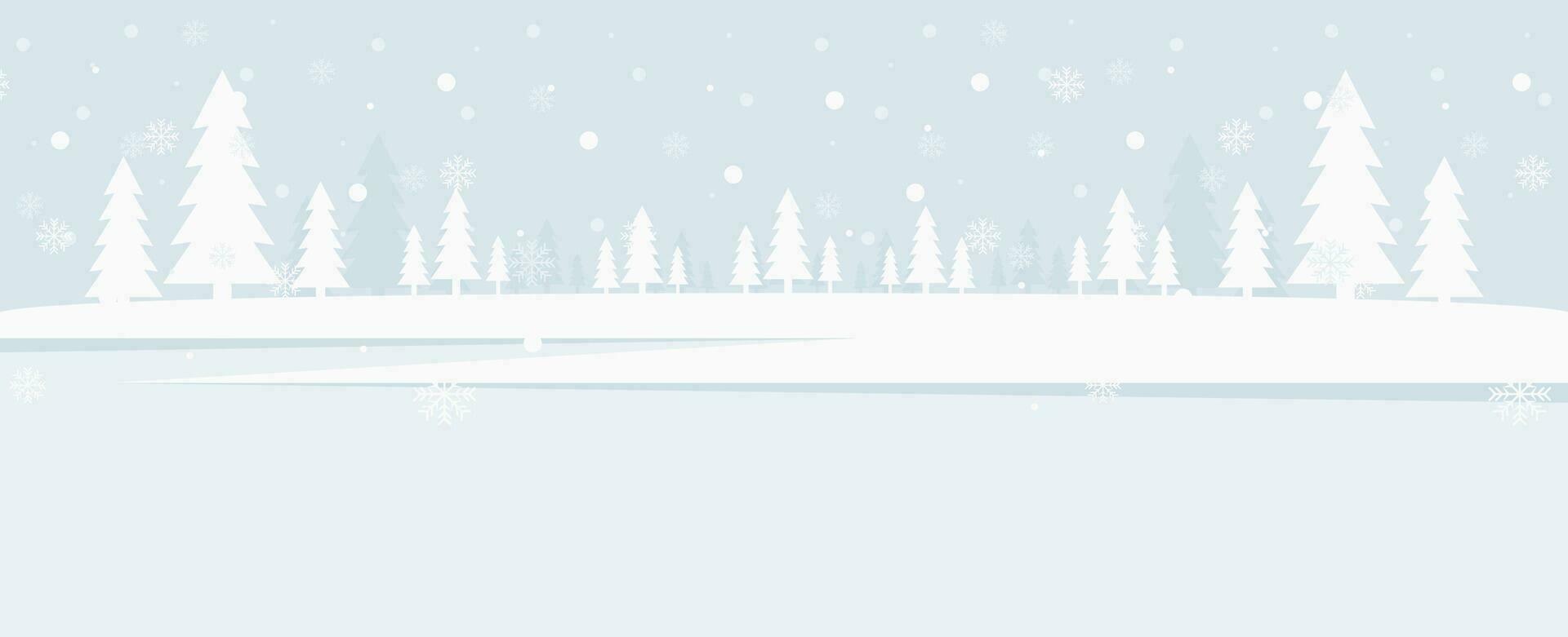 vinter- bakgrund landskap för baner, webb affisch, med snöig träd vektor