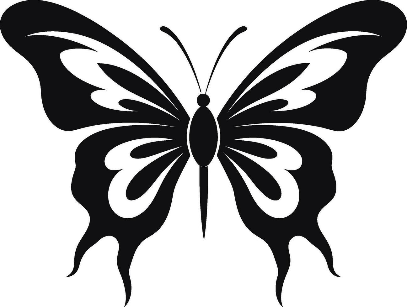 geformt Schönheit im Flug Schmetterling Symbol schwarz Schmetterling Silhouette ein modern Emblem vektor