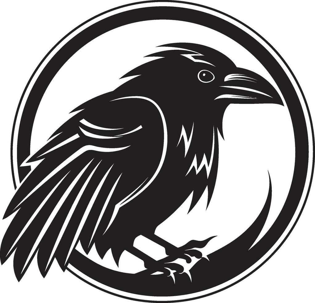 Jahrgang schwarz Krähe Insignien schwarz Rabe Vektor Symbol