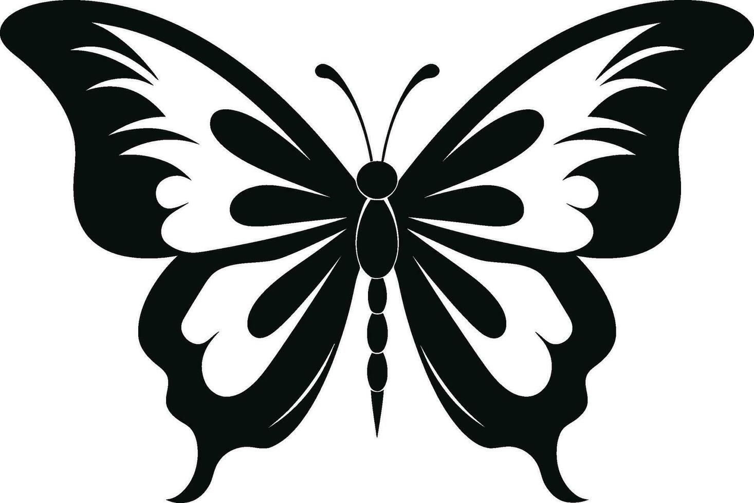 Schmetterling Silhouette ein Arbeit von Freiheit im schwarz geformt Schönheit im Schatten schwarz Vektor Symbol