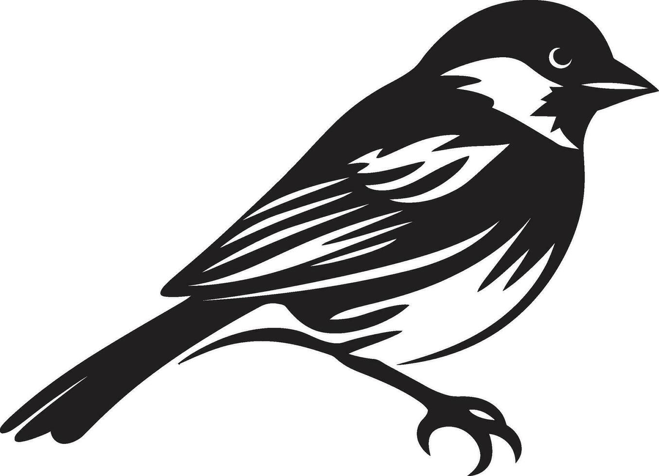 skulpterad sångfågel silhuett ikoniska skönhet svartvit skybound melodi avian överflöd vektor