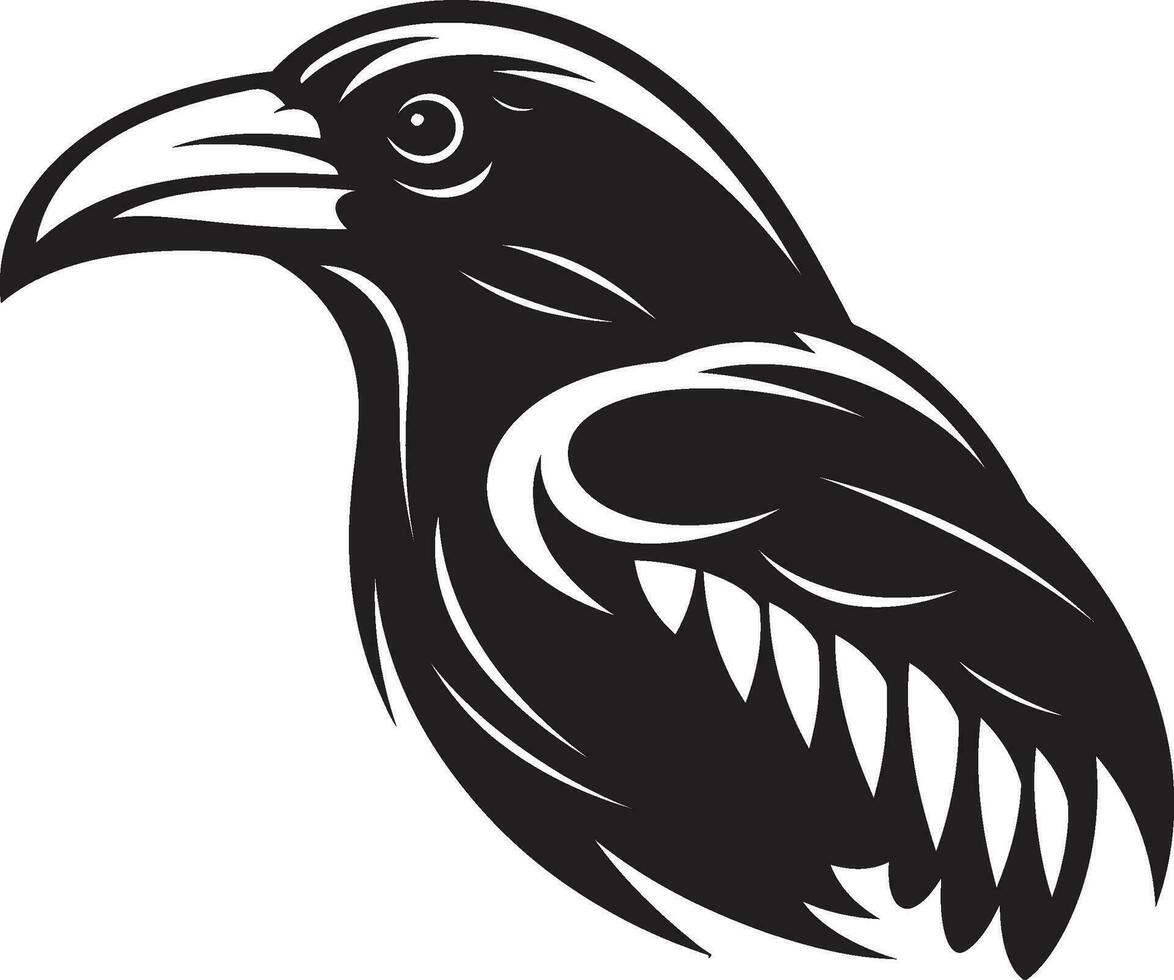 abstrakt svart korp emblem minimalistisk fågel grafisk bricka vektor