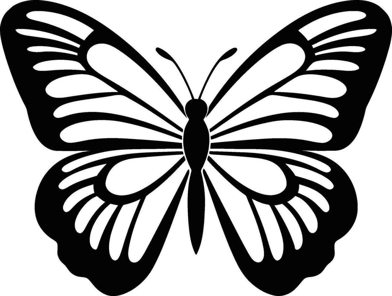 gefertigt im schwarz Schmetterling Symbol glatt und stilvoll noir Schmetterling Design vektor