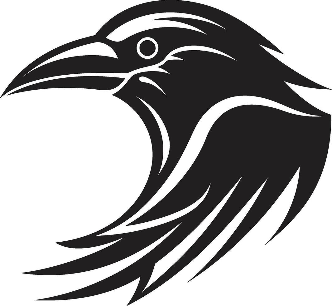 schwarz Rabe einfarbig Logo Prämie Vogel Abzeichen Design vektor