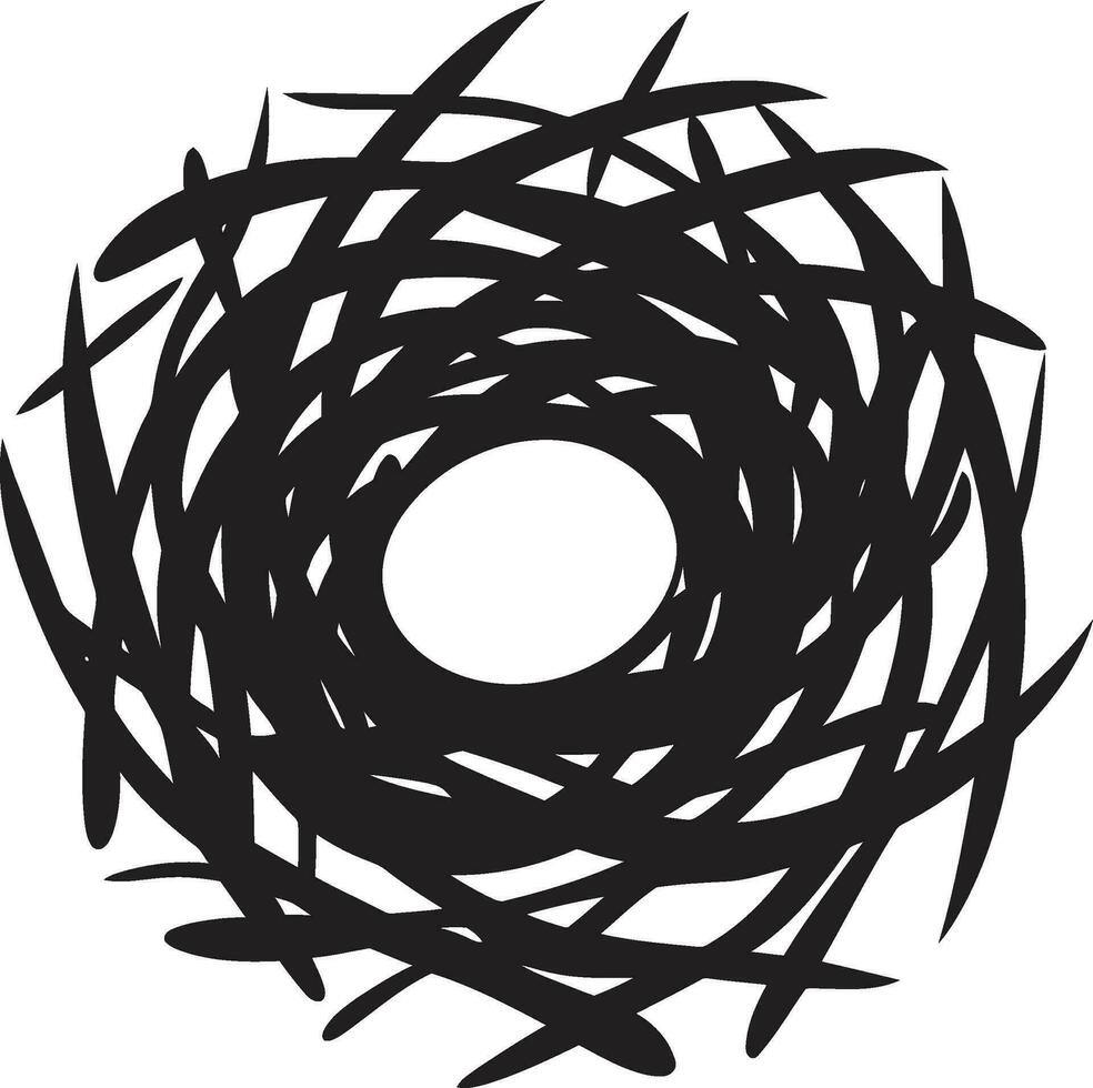monochromatisch Heiligtum Vogel Nest Design Einfachheit im Flug schwarz Nest Emblem vektor