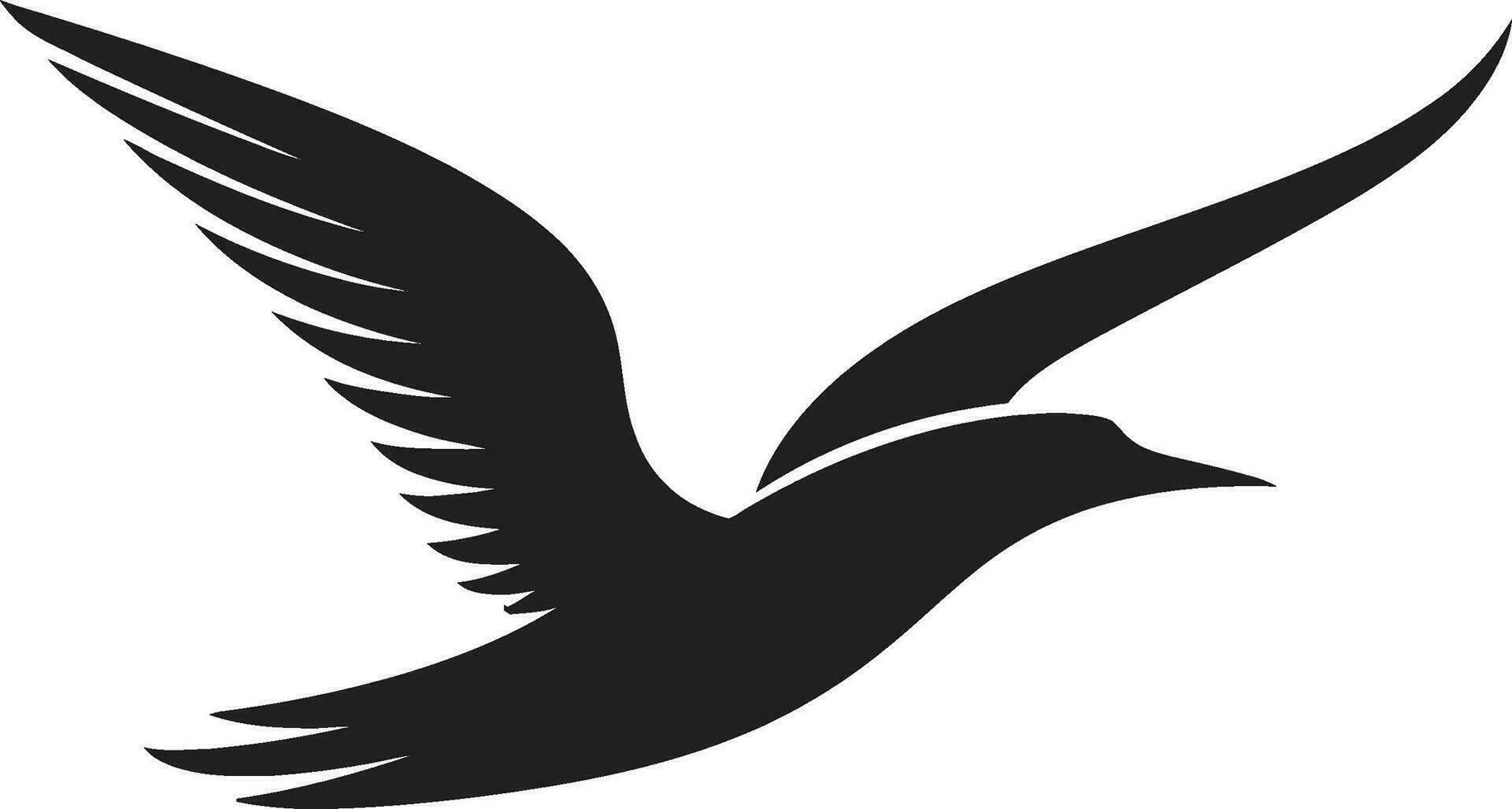skuggad flyg svart fiskmås ikon i onyx inkwell elegans fiskmås symbol profil i vektor