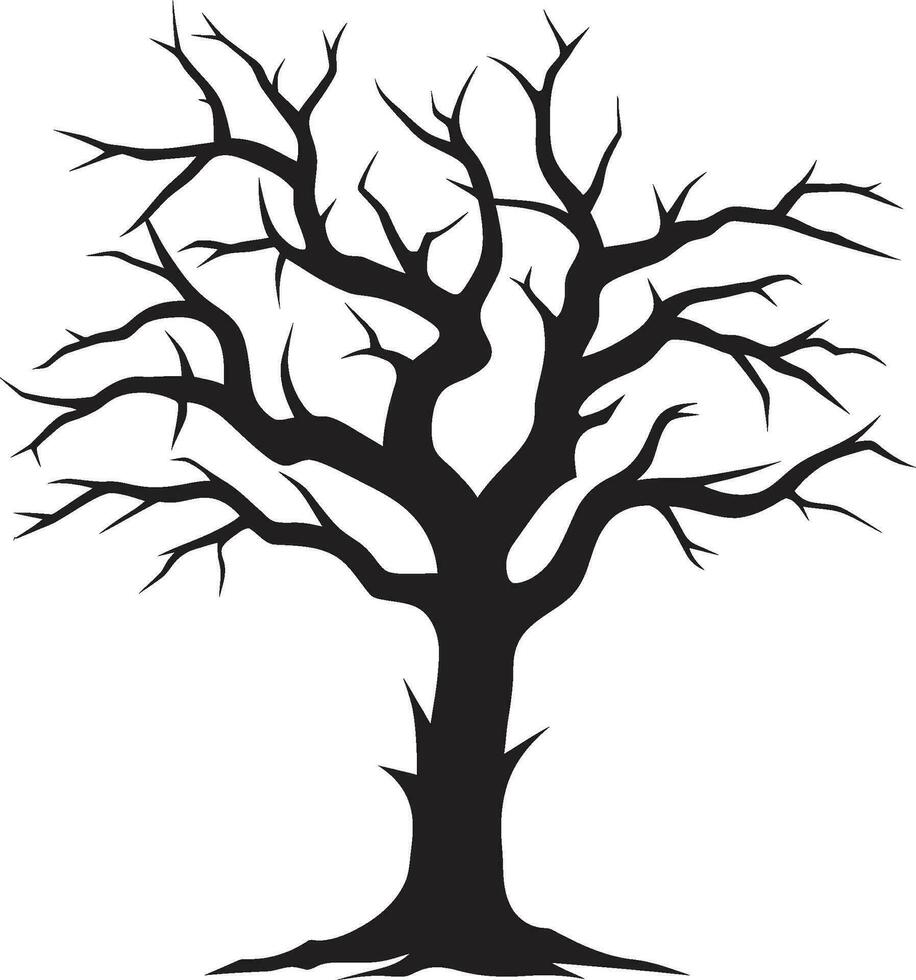 verweilen zerfallen einfarbig Kunst von ein tot Bäume Ende Echos von Einsamkeit ein tot Baum im schwarz Vektor