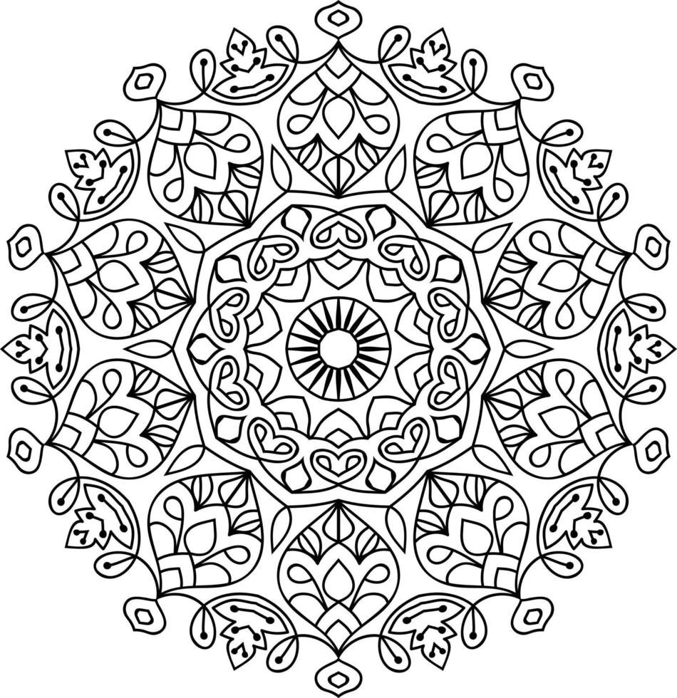 enkel doodle rundad mandala design målarbok sidor för vuxna vektor