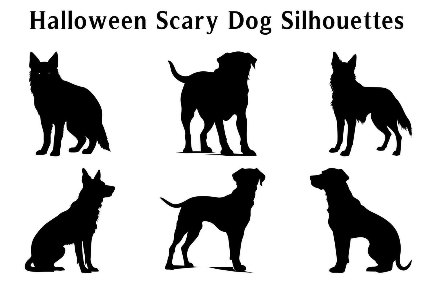 kostenlos Halloween unheimlich Hund Vektor Silhouetten bündeln, einstellen von Silhouetten Halloween böse schwarz Hunde