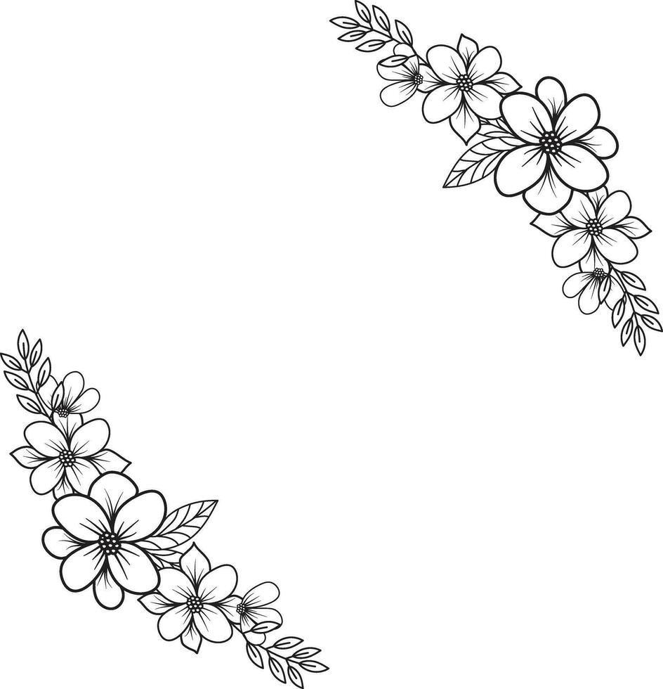 isoliert Linie Blume Rahmen Symbol Blatt Blumen- Rand Teiler Vektor