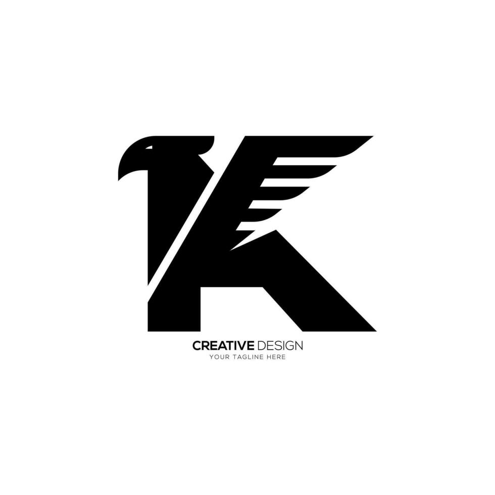 Brief k mit modern einzigartig Adler gestalten Typografie Monogramm kreativ Logo vektor