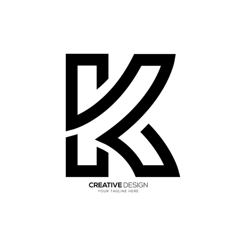 brev k unik form kreativ linje konst elegant monogram mode logotyp aning vektor