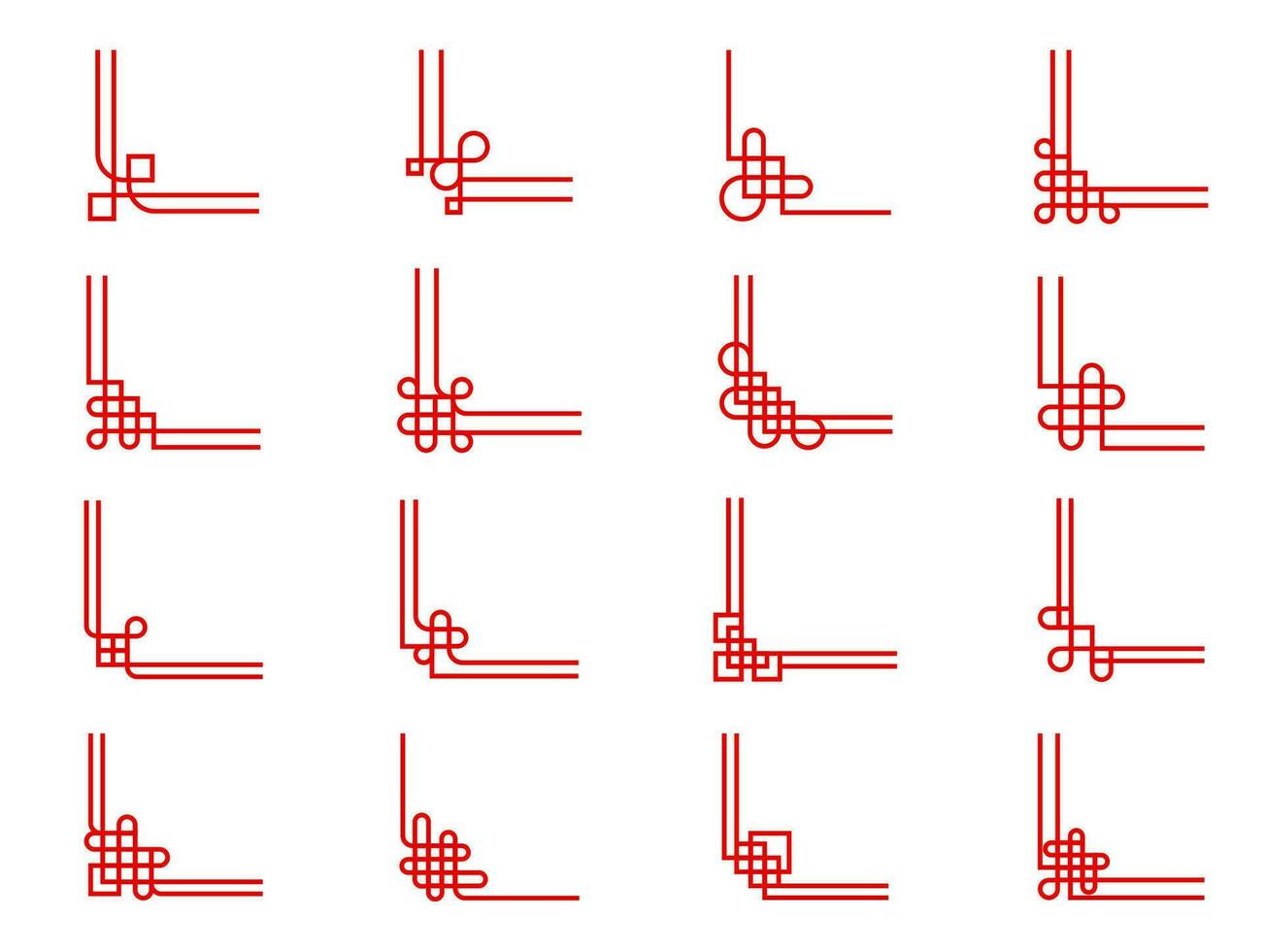 röd orientalisk kinesisk Knut hörn, ram gränser vektor