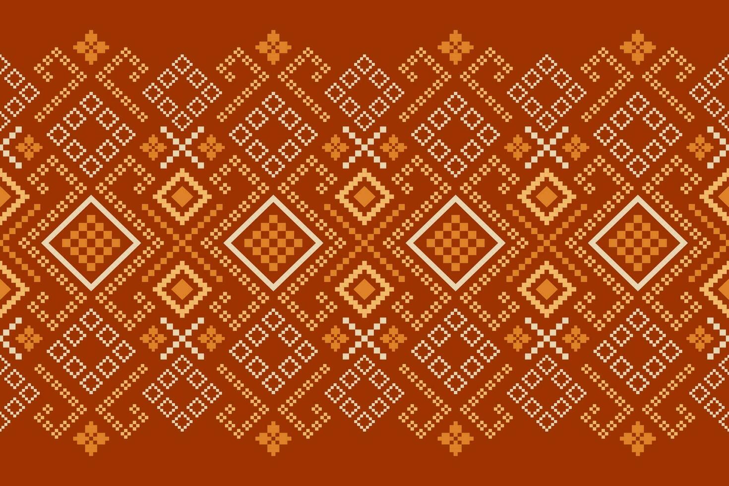 orange årgångar korsa sy traditionell etnisk mönster paisley blomma ikat bakgrund abstrakt aztec afrikansk indonesiska indisk sömlös mönster för tyg skriva ut trasa klänning matta gardiner och sarong vektor