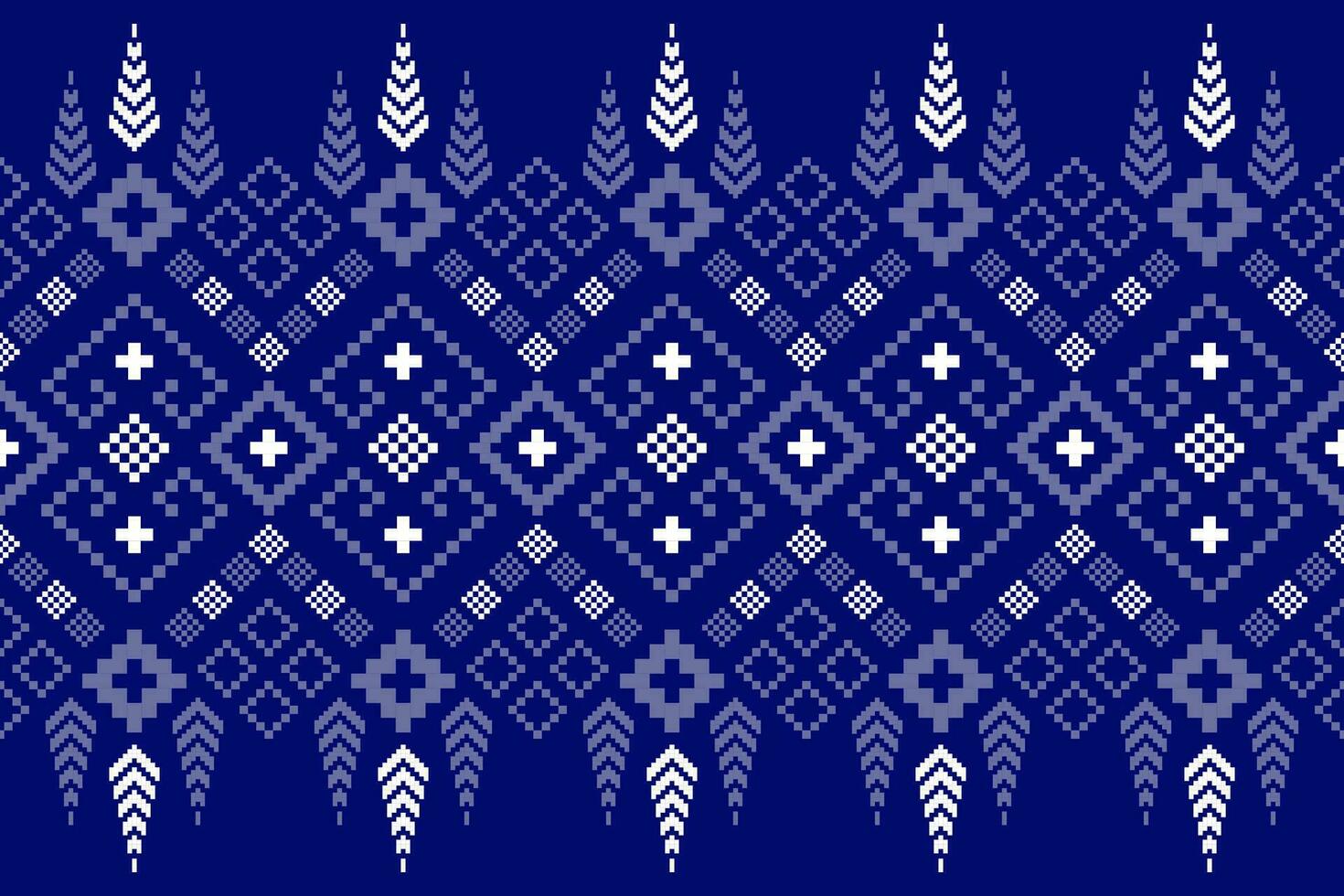 Indigo Marine Blau geometrisch traditionell ethnisch Muster Ikat nahtlos Muster Rand abstrakt Design zum Stoff drucken Stoff Kleid Teppich Vorhänge und Sarong aztekisch afrikanisch indisch indonesisch vektor