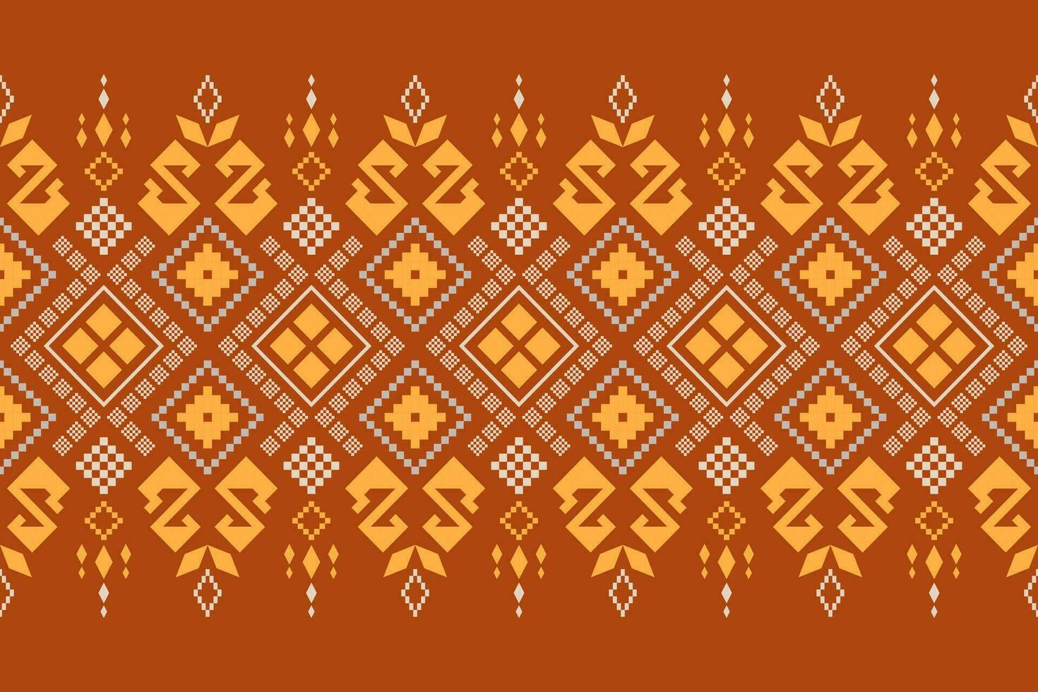 orange årgångar korsa sy traditionell etnisk mönster paisley blomma ikat bakgrund abstrakt aztec afrikansk indonesiska indisk sömlös mönster för tyg skriva ut trasa klänning matta gardiner och sarong vektor