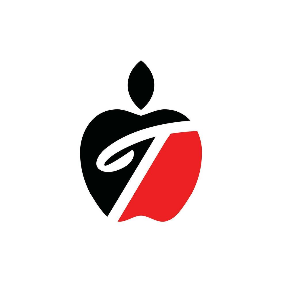 Brief t Logo Design mit Apfel Vektor Elemente zum natürlich Anwendung, Ökologie Illustration Design Vorlage