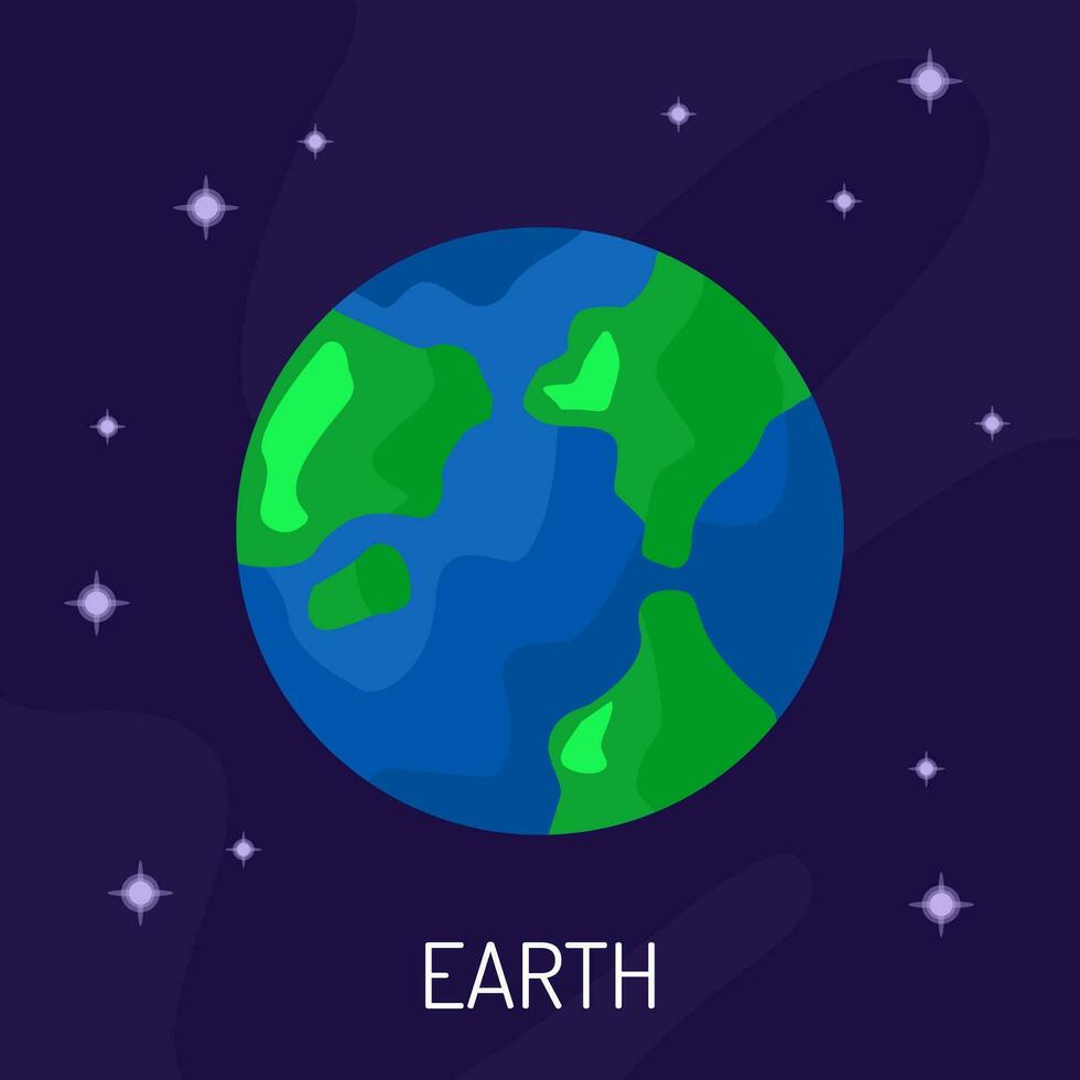 Vektor Illustration von das Planet Erde im Raum. ein Planet auf ein dunkel Hintergrund mit Sterne.