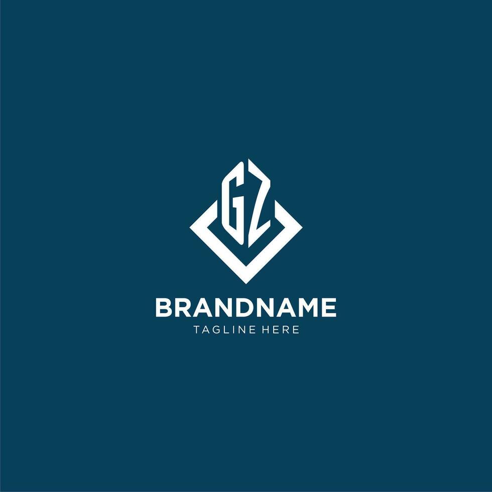 Initiale gz Logo Platz Rhombus mit Linien, modern und elegant Logo Design vektor