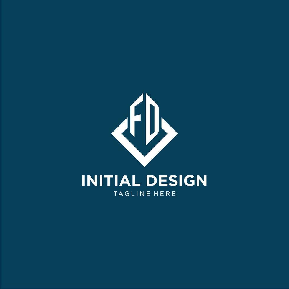 Initiale fd Logo Platz Rhombus mit Linien, modern und elegant Logo Design vektor