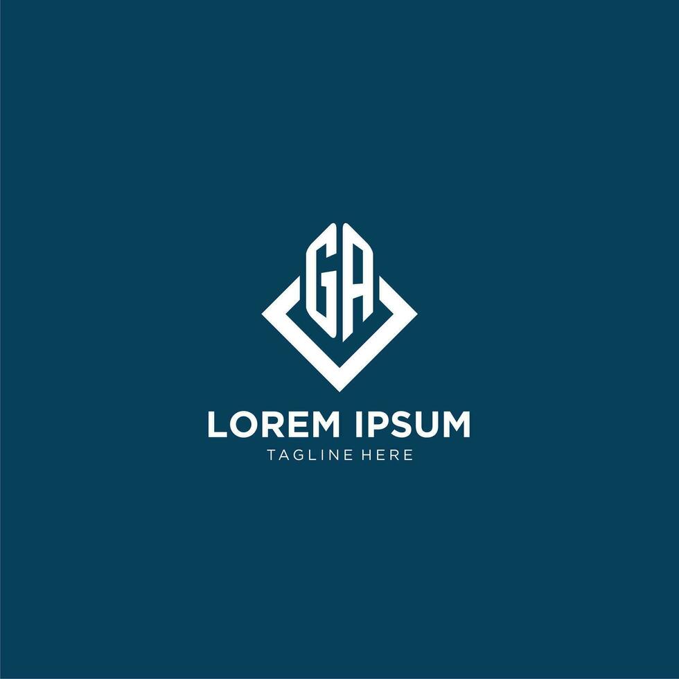 Initiale ga Logo Platz Rhombus mit Linien, modern und elegant Logo Design vektor