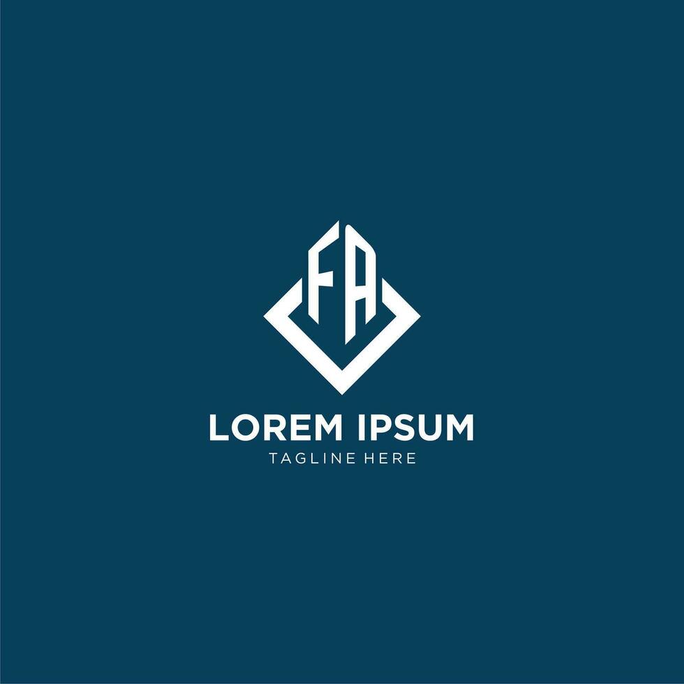 första fa logotyp fyrkant romb med rader, modern och elegant logotyp design vektor