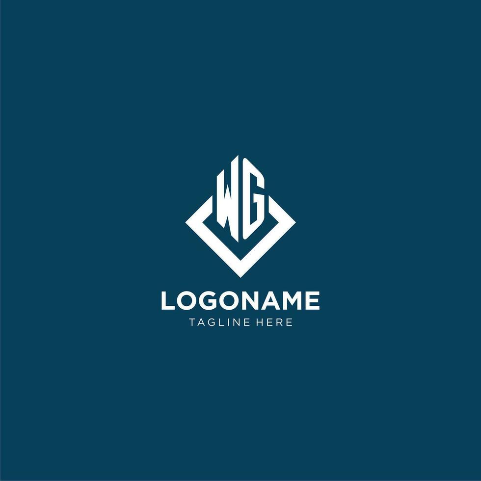 Initiale wg Logo Platz Rhombus mit Linien, modern und elegant Logo Design vektor