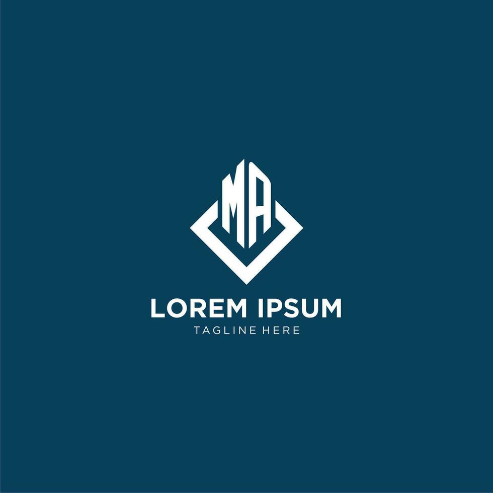 Initiale ma Logo Platz Rhombus mit Linien, modern und elegant Logo Design vektor