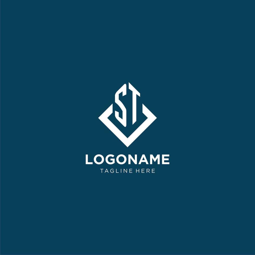 Initiale st Logo Platz Rhombus mit Linien, modern und elegant Logo Design vektor