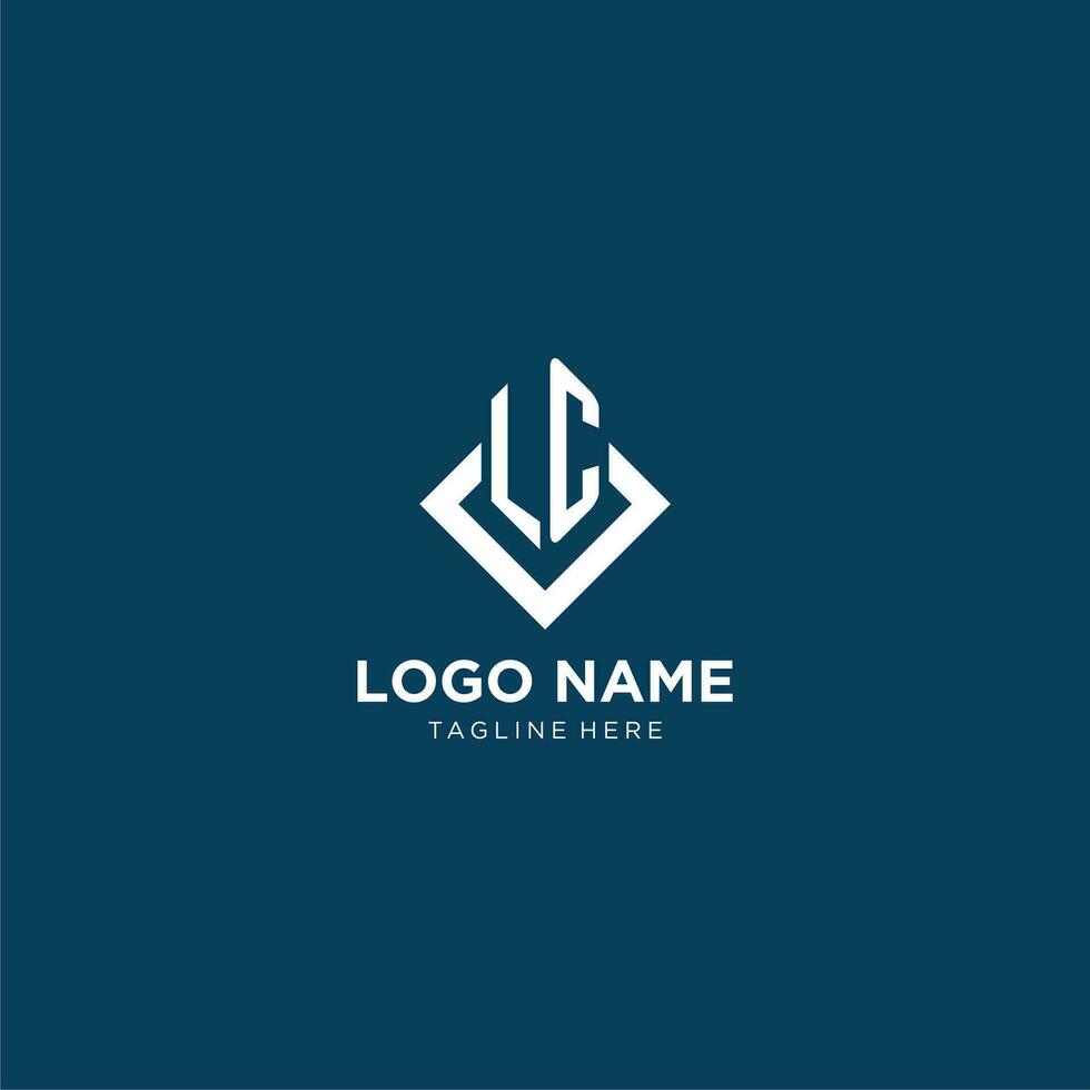 Initiale lc Logo Platz Rhombus mit Linien, modern und elegant Logo Design vektor