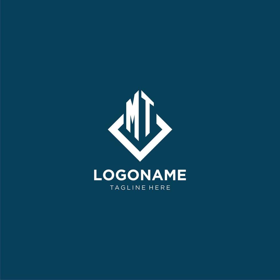 Initiale mt Logo Platz Rhombus mit Linien, modern und elegant Logo Design vektor