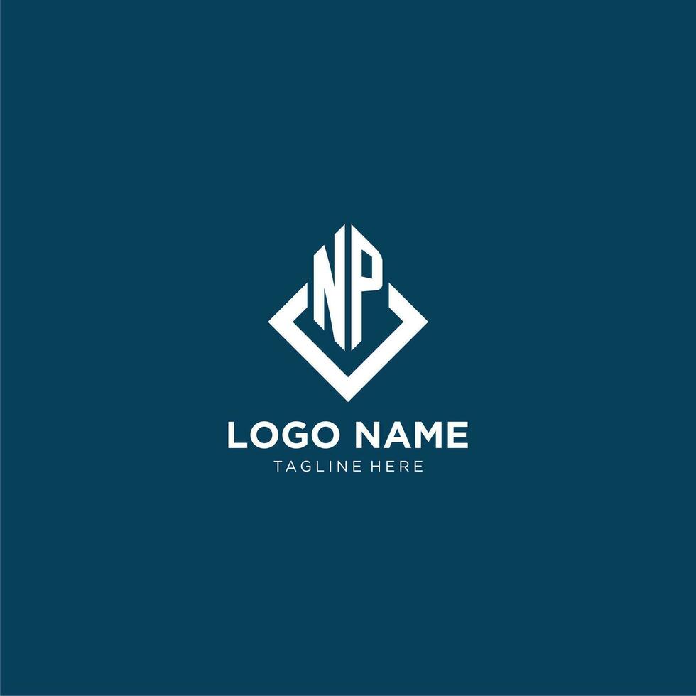 Initiale np Logo Platz Rhombus mit Linien, modern und elegant Logo Design vektor