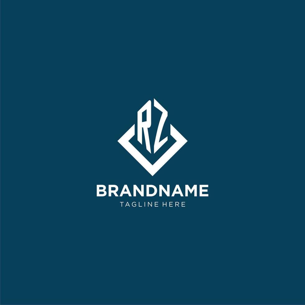 Initiale rz Logo Platz Rhombus mit Linien, modern und elegant Logo Design vektor