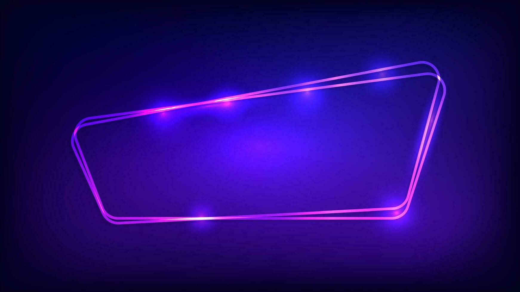 Neon- doppelt Rahmen mit leuchtenden Auswirkungen vektor