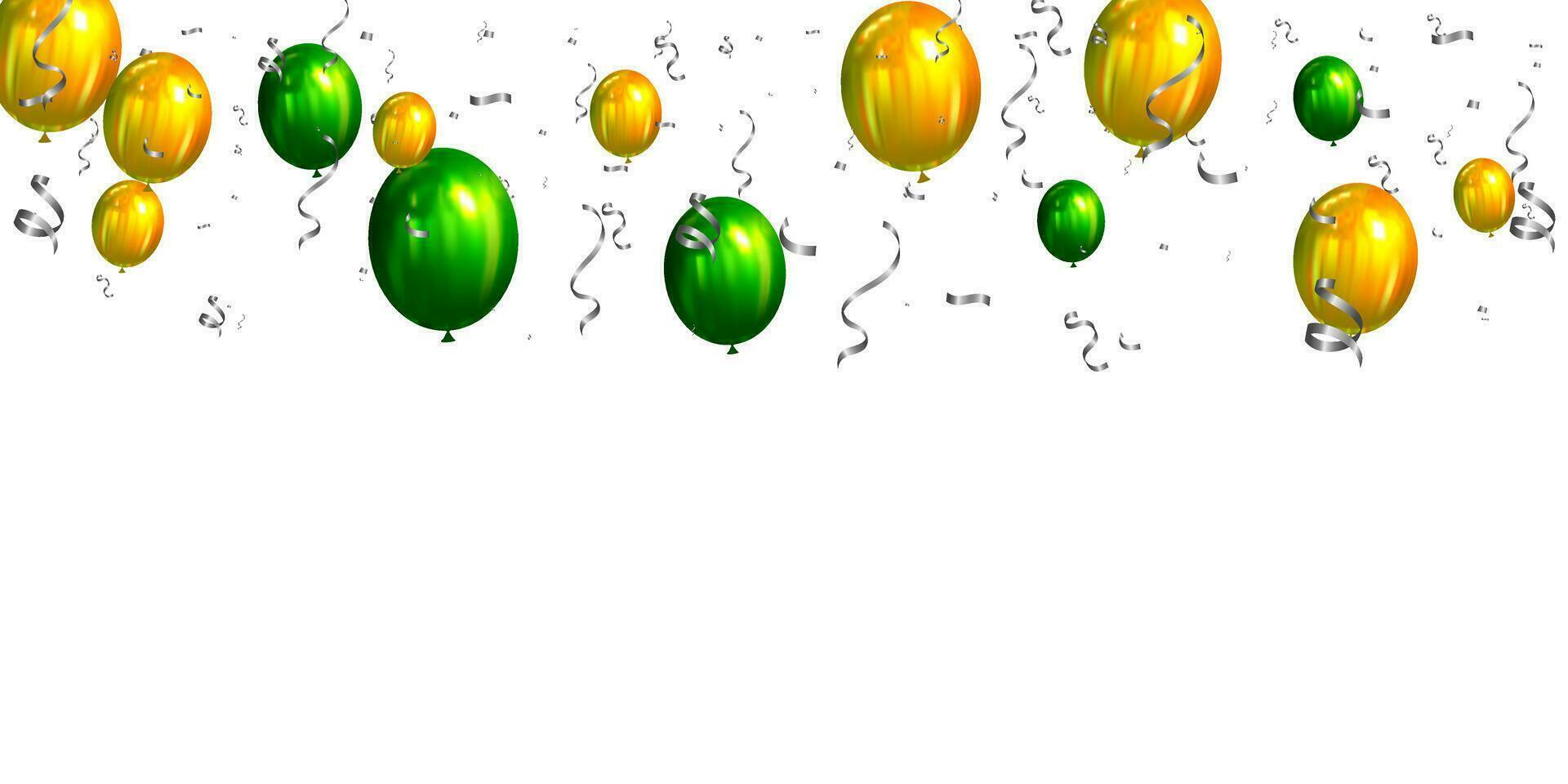 grön och gul ballonger med konfetti på vit bakgrund. vektor illustration.