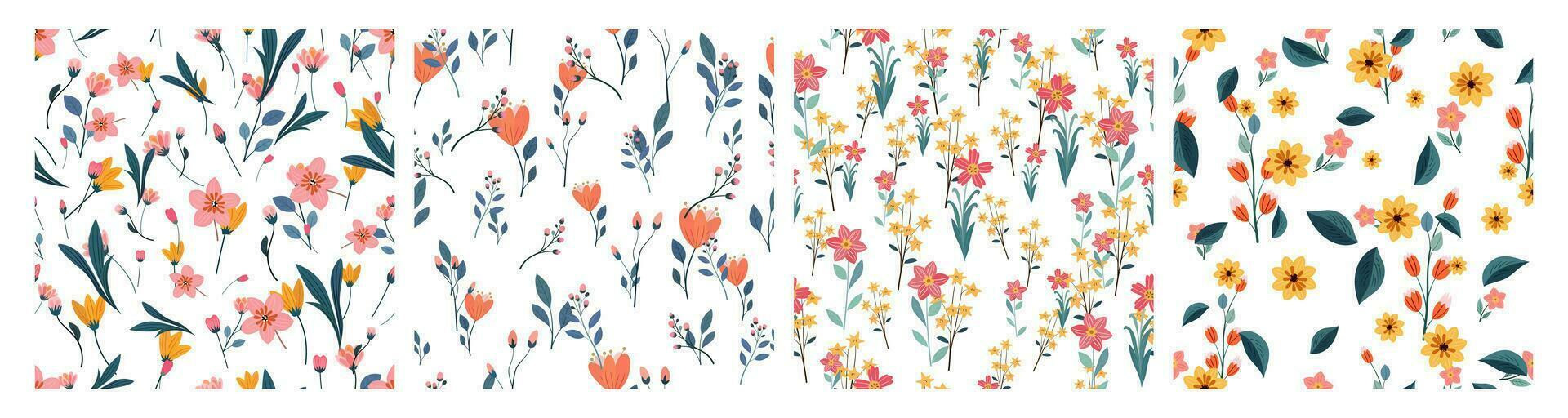 hand dragen sommar blommig bakgrund. botanisk sömlös mönster design för mode, tyg, textil, tapet, omslag, webb, omslag och Allt grafik vektor