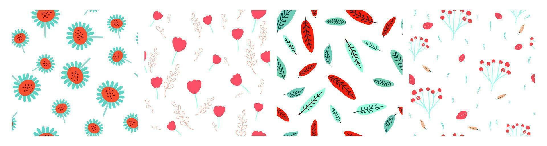 nahtlos Muster mit Blumen und Blätter Hand gezeichnet Vektor Illustration, exotisch Design zum Startseite Papier, Stoff, Innere und andere Benutzer