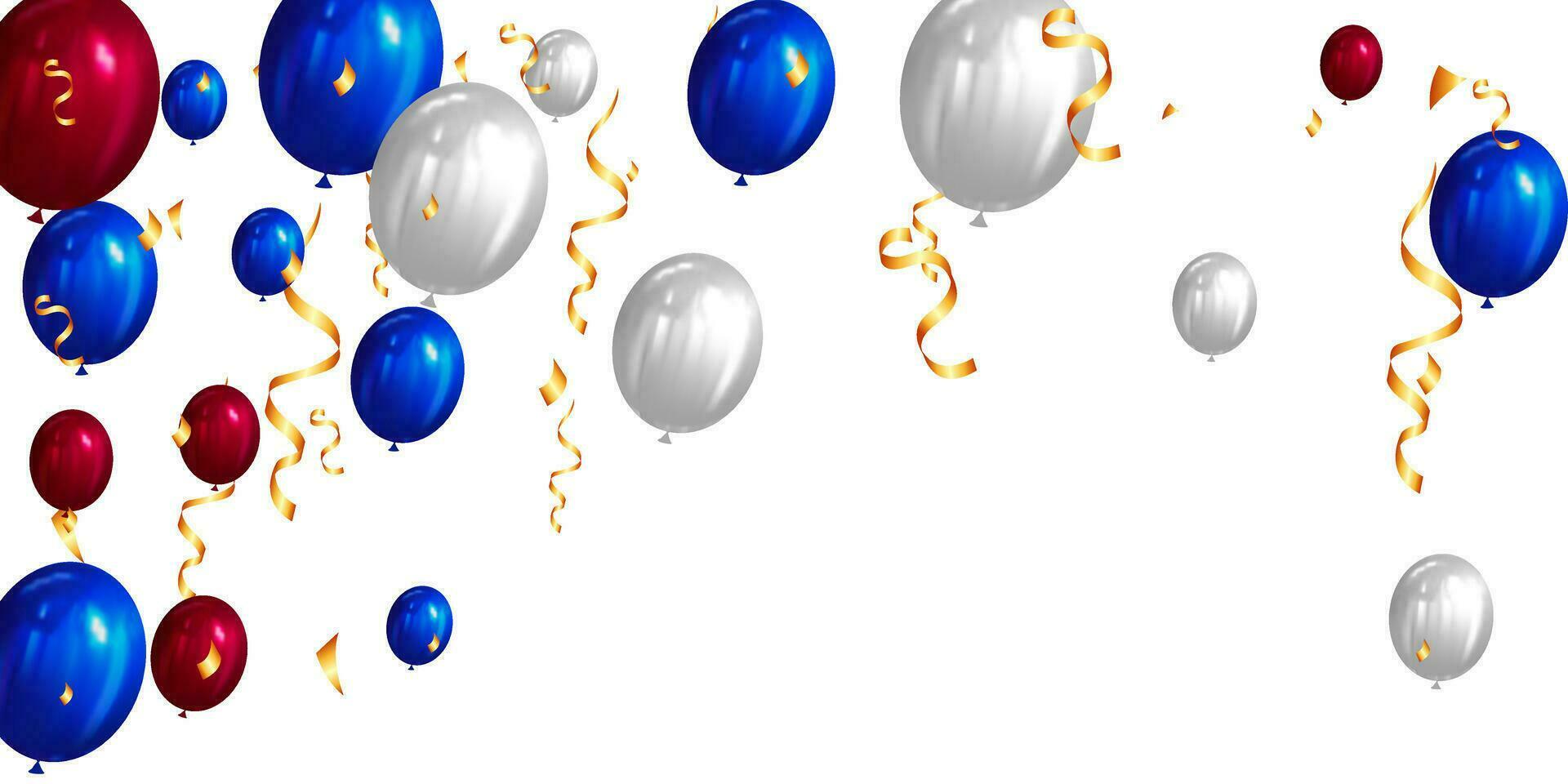 ram ballonger och guld konfetti till oberoende dag vektor