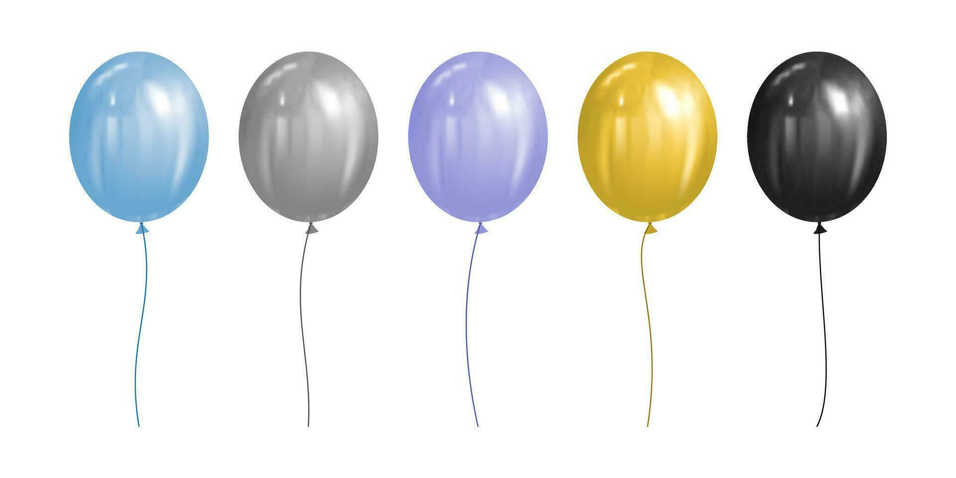 Illustration von ein einstellen von farbig Luftballons auf ein Weiß Hintergrund vektor