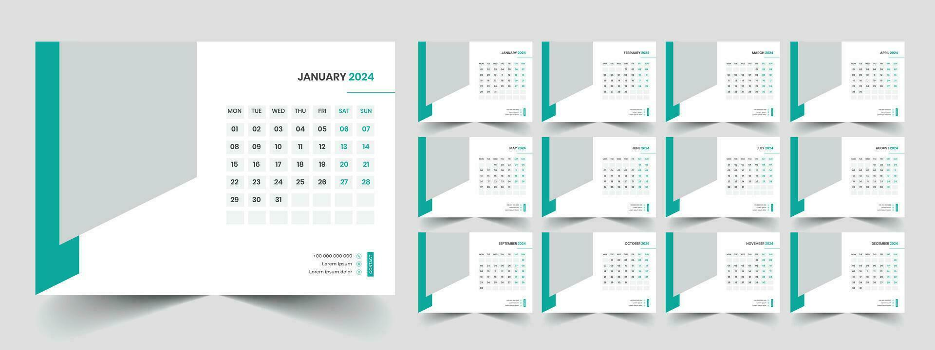 kalender 2024 vecka Start måndag företags- design planerare mall vektor