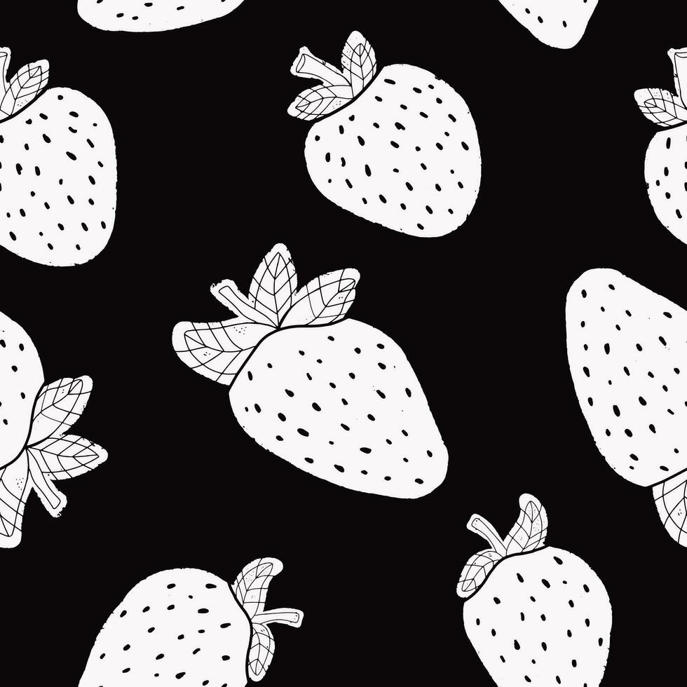 nahtlos Muster mit Erdbeeren auf schwarz Hintergrund vektor