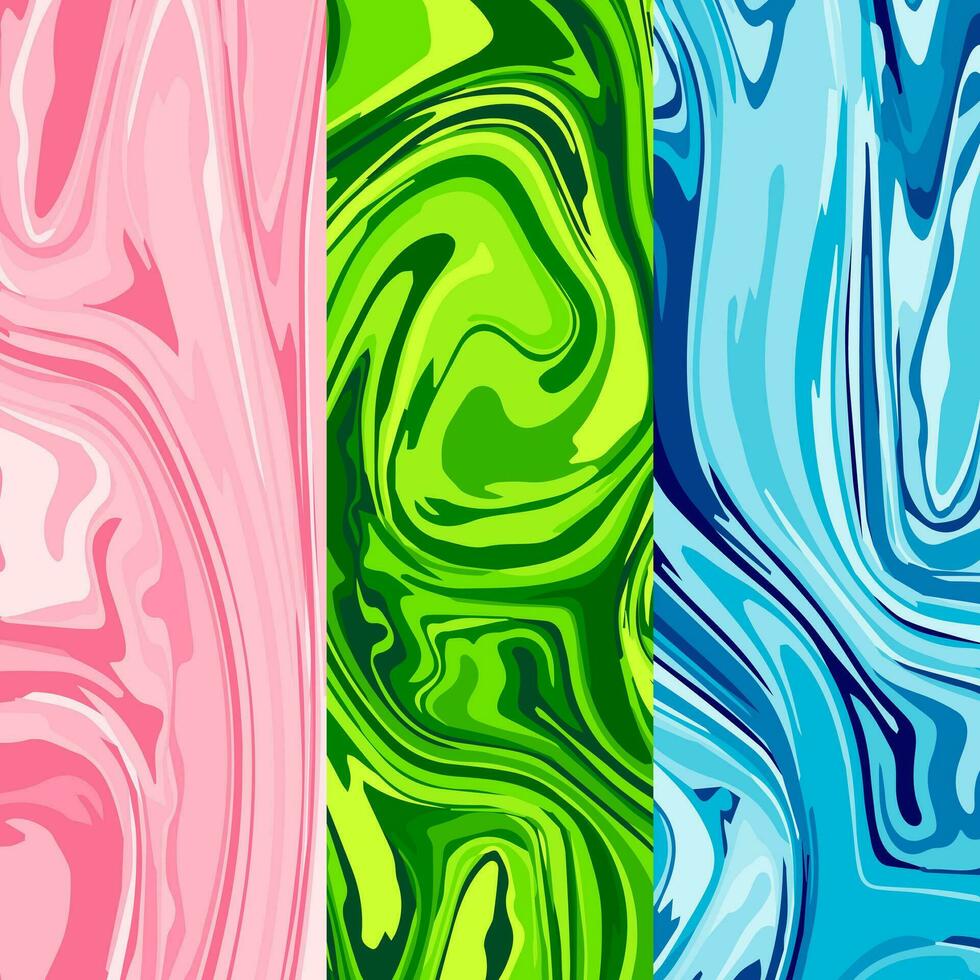 psychedelisch Strudel nahtlos dreifarbig nahtlos Muster Vektor auf Blau, Rosa, und Grün Schatten Farbe. abstrakt trippy Hintergrund.
