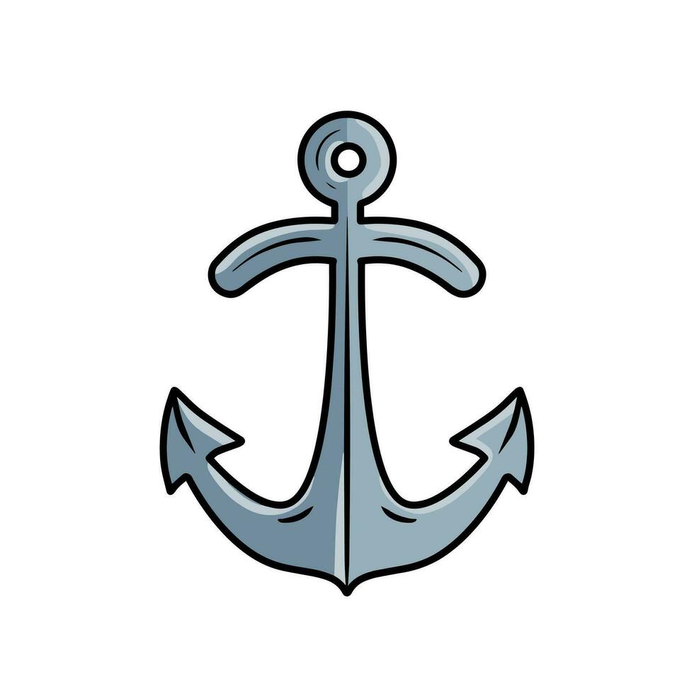 ankare för segling båt, element av hav Yacht. marin Marin bricka. begrepp av nautisk sjöman, fartyg och resa. tecknad serie illustration isolerat på vit vektor