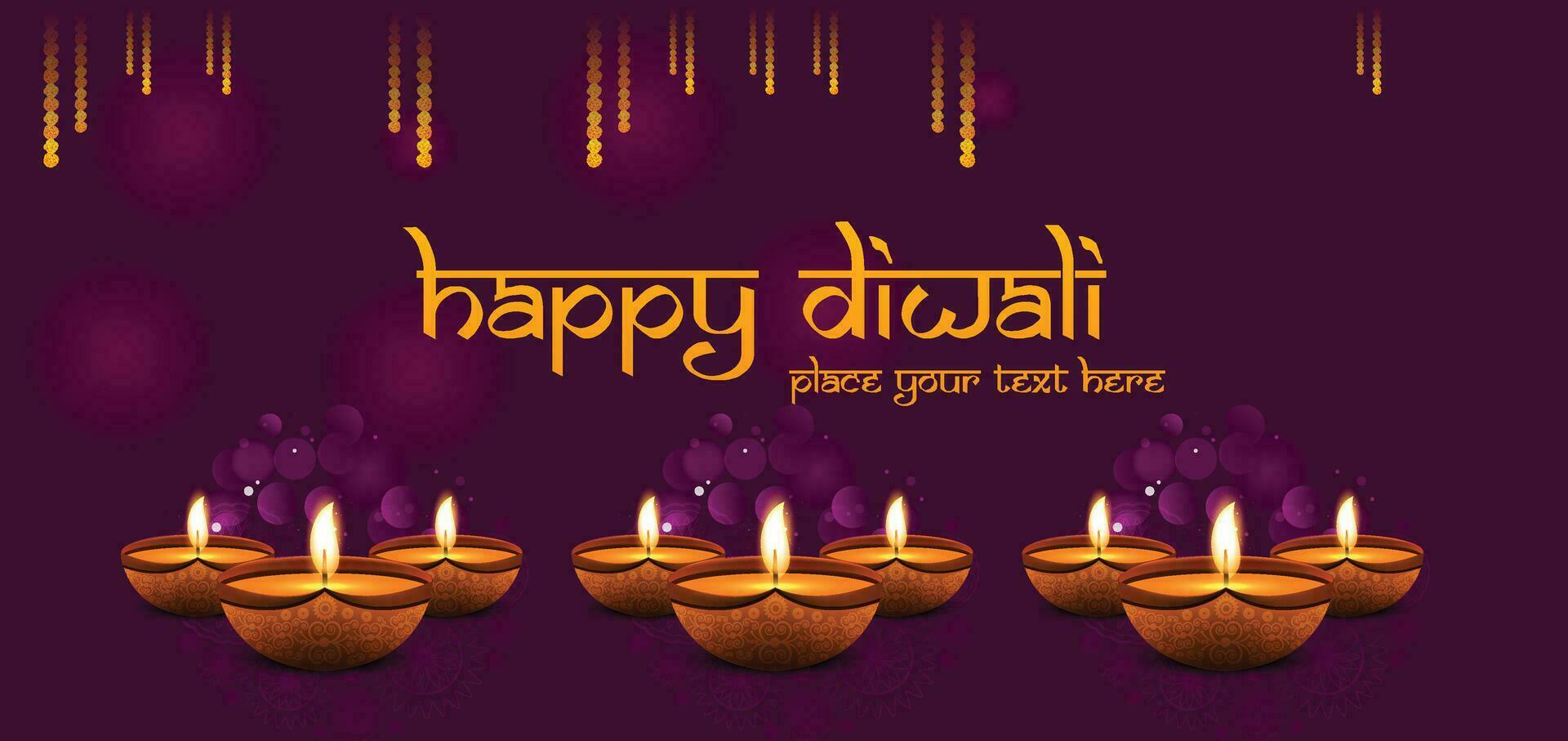 glühend Diwali Diya dekorativ Festival Netz Banner vektor