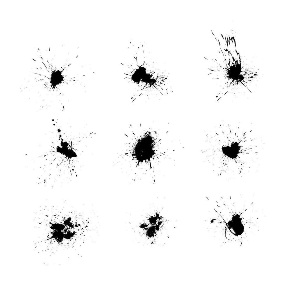 abstrakt måla bläck stänker element måla stänk isolerat uppsättning vektor illustration