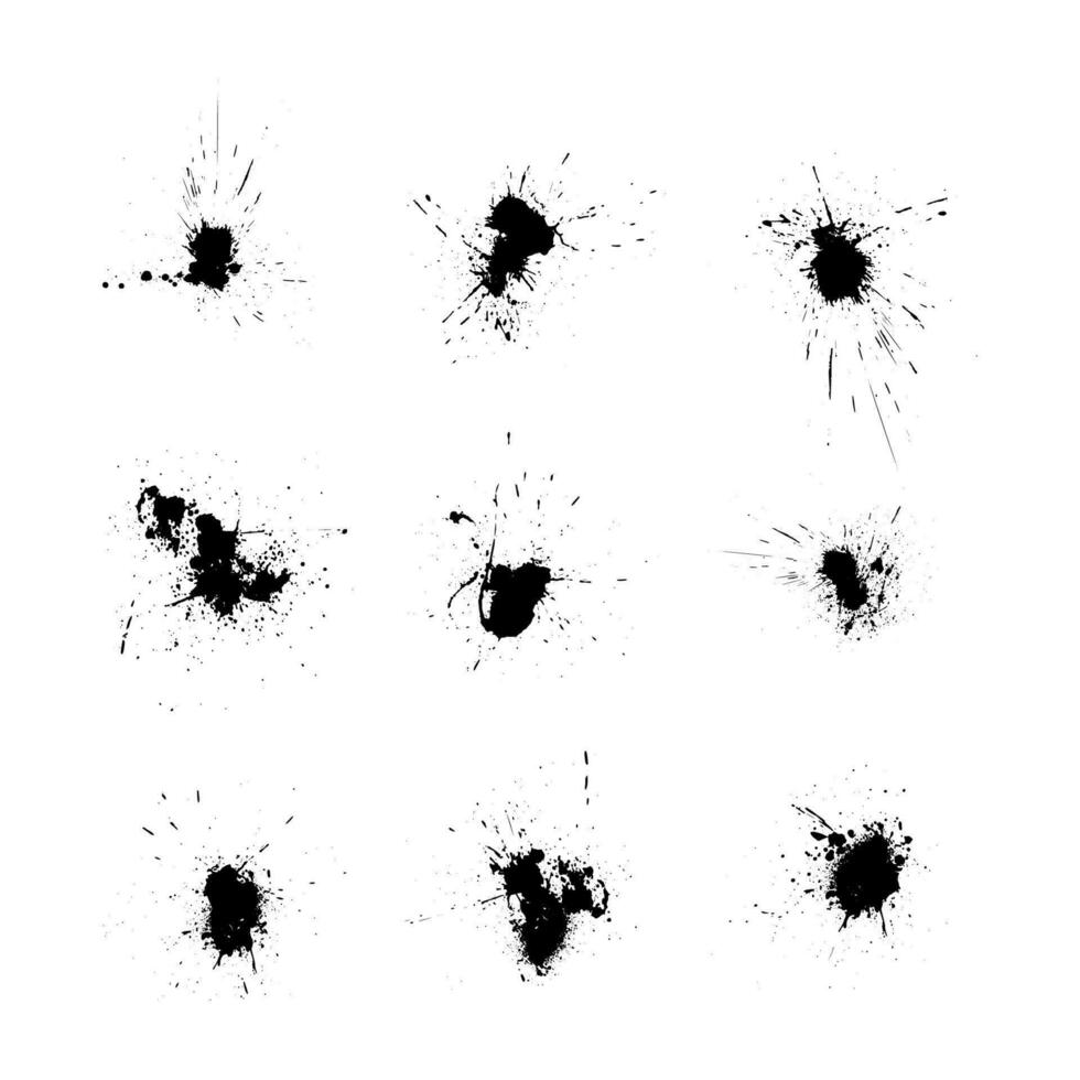 abstrakt måla bläck stänker element måla stänk isolerat uppsättning vektor illustration